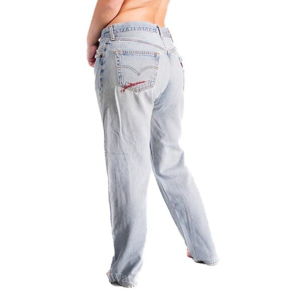 Vintage 1999 Levi 501 Distressed Light Wash Jeans 36x30 - Picture 7 of 10